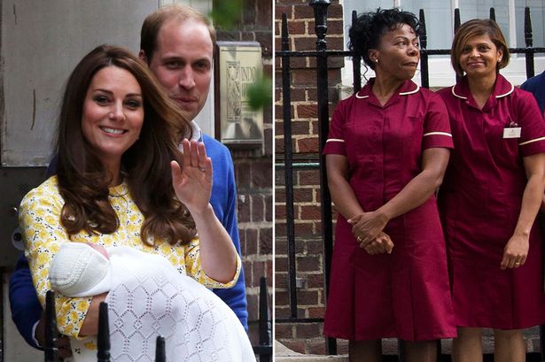 Princess Kate and Prince William made headlines when choosing to use midwives (Pictured right: Arona Ahmed and Jacqui Dunkley Bent)